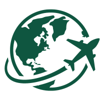 Airplane globe icon